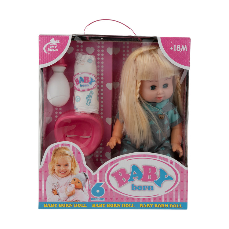 عروسک بیبی بورن طرح نوزاد مدل MV677-7 ارتفاع 32 سانتی متر